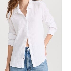 XIRENA Scout Button Down Up Gauze White Shirt Top Blouse Large normcore